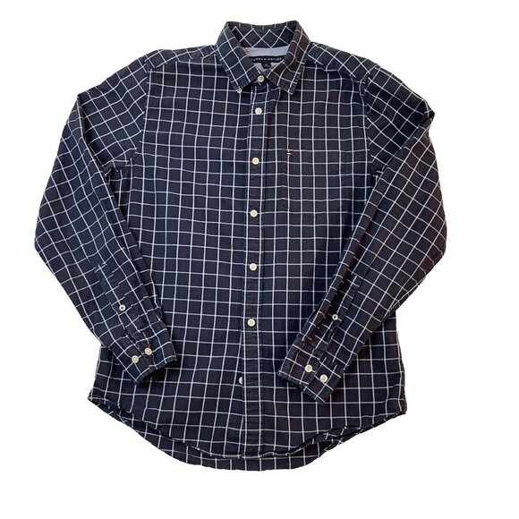 Tommy Hilfiger Blue Checks Long Sleeve Button Up Cotton Shirt Mens Size Small - Picture 4 of 8